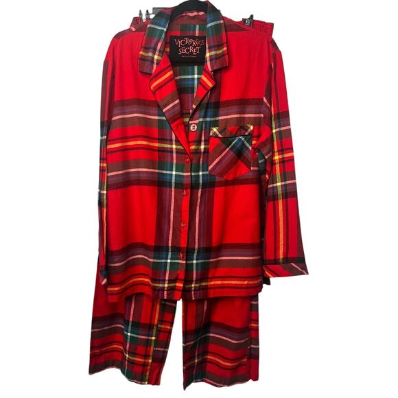 Victoria's Secret Winter Christmas Holiday Pajama Set Plaid Red Green Large - Picture 1 of 10